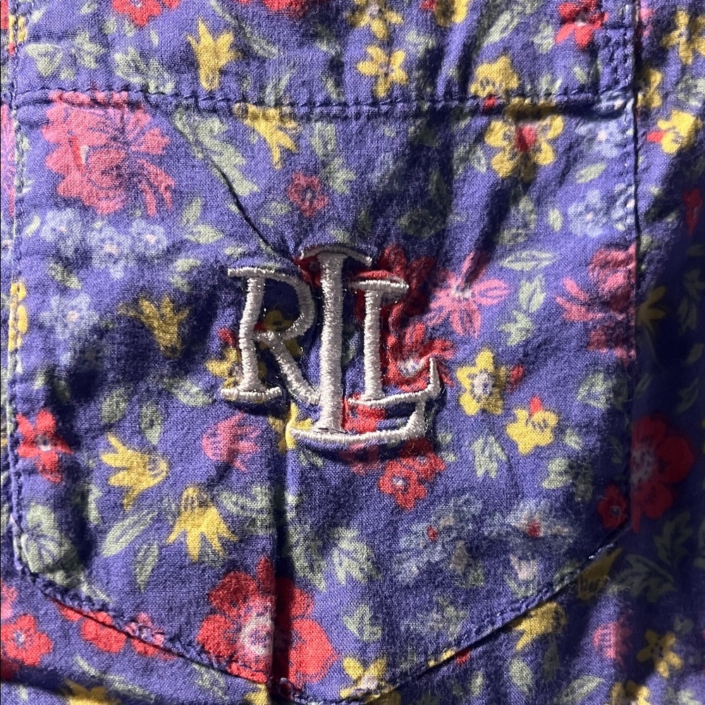 💁‍♂️MENS Lauren Ralph Lauren VINTAGE Purple Floral Button-Down Shirt - Picture 6 of 7